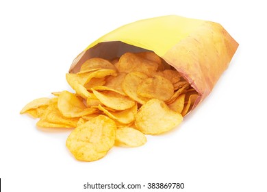 Potato Chips Bag Isolated On White Background