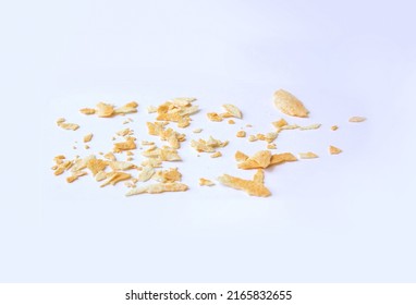 Potato Chips Crumbs Isolated On White Background. Snack