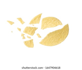 Potato Chips Crumbs And Leftovers Isolated Over The White Background