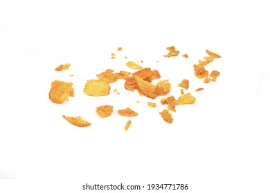 Potato Chips Crumbs And Leftovers Isolated Over The White Background