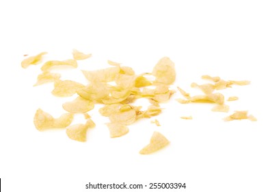 Potato Chips Crumbs And Leftovers Isolated Over The White Background