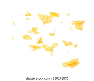 Potato Chips Crumbs And Leftovers Isolated Over The White Background