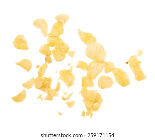 Potato Chips Crumbs And Leftovers Isolated Over The White Background