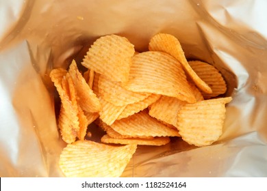 Potato Chips Inside Foil Bag