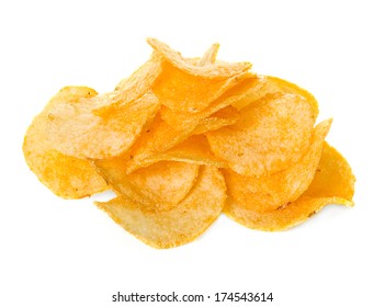 Flying Potato Chips Isolated On White Stock Photo (Edit Now) 1384587491