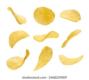 Potato chips isolated on white background