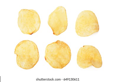 Potato Chips Isolated On White