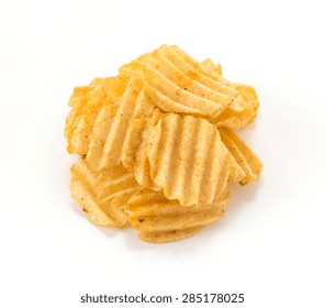 Potato Chips On White Background