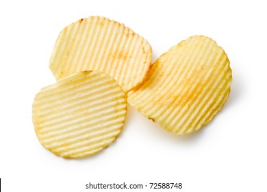 Potato Chips On White Background