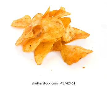 Potato Crips On White Background