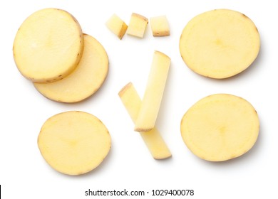 Potato isolated on white background. Top view