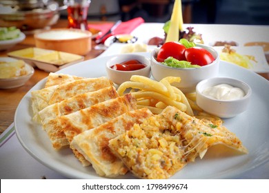 Potato Pancake Gözleme On Breakfast Table