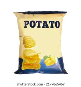 Potato Sachet Packet Isolated On White Background With Copy And Blank Space July 13, 2022 Thailand