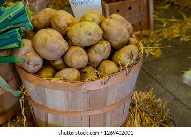 Potatoes In A Basket On Display At The Pennsylvania Farm Show.