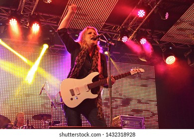 Potchefstroom, North West Province, 01312013 Karen Zoid Live On Rock Stage At Rag Show With Guitar