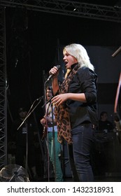 Potchefstroom, North West Province, 01312013 Karen Zoid Live On Rock Stage At Rag Show With Guitar