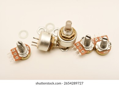 Potentiometers. Variable resistors. Devices for voltage changes.