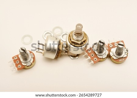 Potentiometers. Variable resistors. Devices for voltage changes.