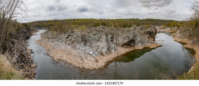 Potomac River Bend Panoramic In Early Spring