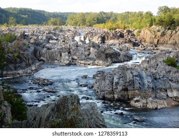 Potomac River At Great Falls Waterfalls In Montgomery County, Maryland, USA