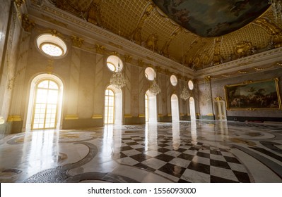 Potsdam, Berlin - Germany - August 7, 2019: detail view of interior of Sanssouci castle.
