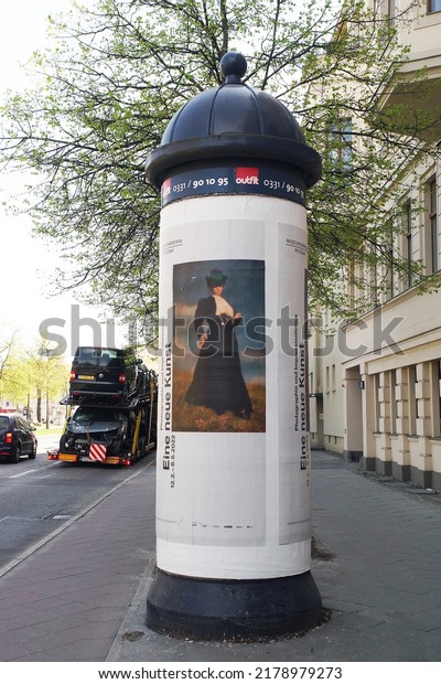 Potsdam Germany - may 01 2022      advertising pole in\
the city  