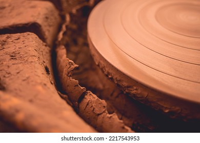 Potter's Wheel With A Lump Of Clay On It