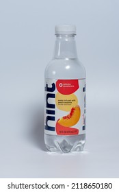 Potterville, MI - January 30th, 2022: Peach Hint Water With White Background