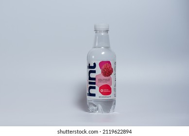 Potterville, MI - January 30th, 2022: Raspberry Hint Water With White Background