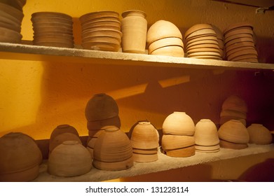 Pottery on display at Qumran