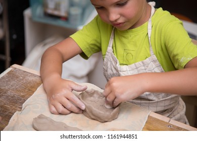 Pottery Workshop For Kids, Raw Clay, Sculpting Tools, Glazing And Painting Clay Pots