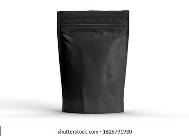 Pouch Bag Foil Mockup Rendering Black