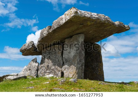 Poulnabrone dolmen in the Burren area of County Clare, Republic of Ireland.