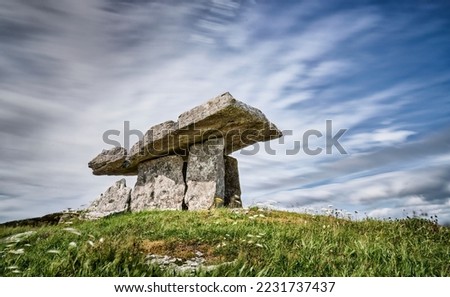 Poulnabrone Dolmen in the karst landscape of Burren in county Clare, Republic of Ireland