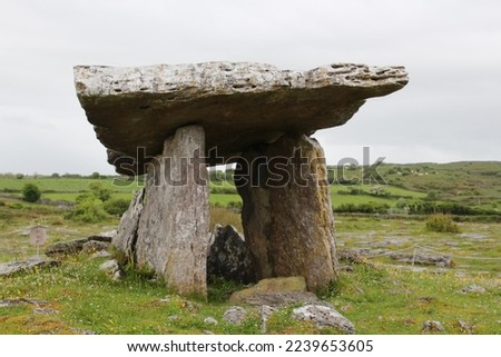 Poulnabrone dolmen is a portal tomb, it is in Burren, County Clare, Ireland