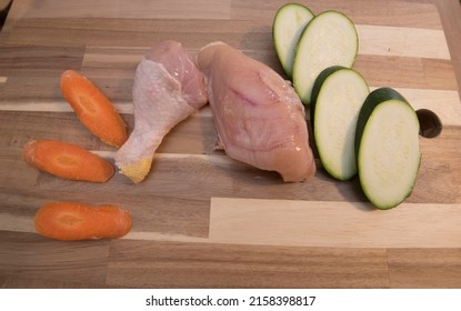 Poultry Meat From The Chicken, With Vegetables Ready For Cooking