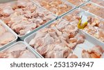 Poultry meat ready for sale at the fresh super market.

