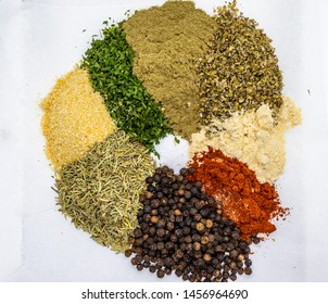 Poultry Seasoning Spice Blend On A White Back Drop. Calgary, Alberta, Canada