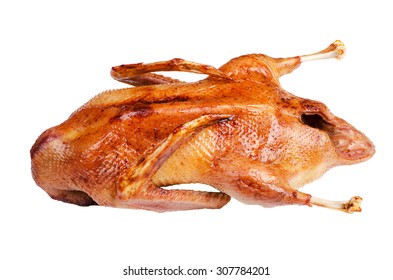 Poultry, Whole Roast Duck, Isolated On A White Background