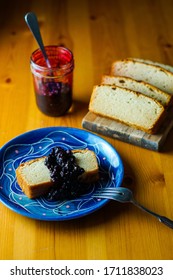 Pound Cake With Blueberry Compote.