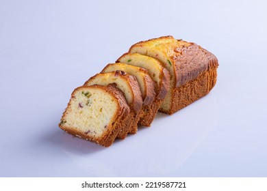 Pound Cake, Fruit Cake, Dried Fruit Cake Isolated On White Background.