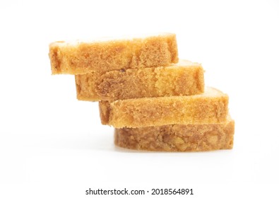 Pound Cake Slices Isolate On White Background,front View