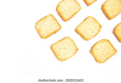 Pound Cake Slices Isolate On White Background, Selective Focus, Top View