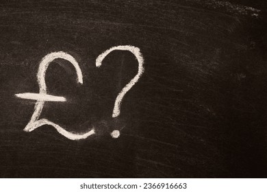 pound sterling, a franc with a question mark on a wooden board on chalk as a concept of uncertainty, instability. - Powered by Shutterstock