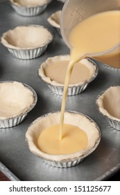 Pour The Egg Custard Mixture Into Each Tart Shell.