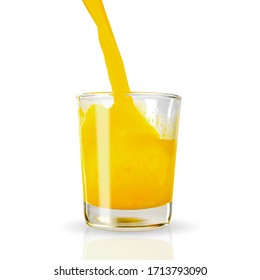 Pour The Squeezed Orange Juice Into A Low-clear Glass. With Clipping Paths.