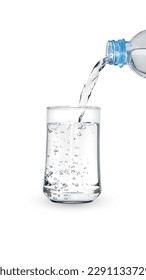 Pour water from a plastic bottle into a glass,with Clipping Path. - Shutterstock ID 2291133729