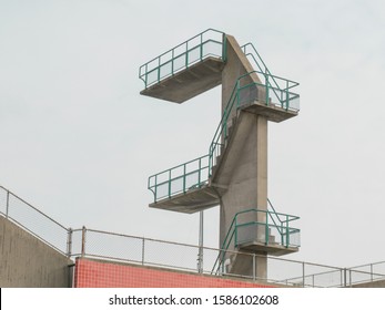 Poured Concrete Dive Platform At A Sports Swimming Pool