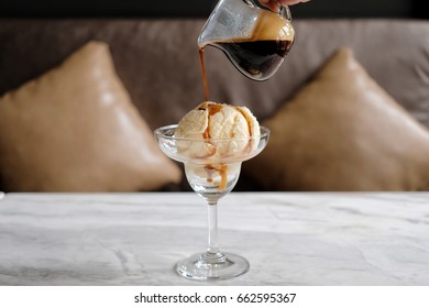 Pouring Affogato Coffee