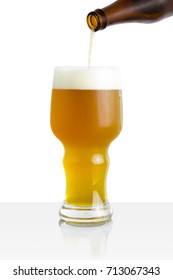 Pouring Beer To Glass/craft Beer On White Background